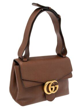 Gucci GG Marmont Brown Leather Shoulder Bag | Medium | Gold Hardware